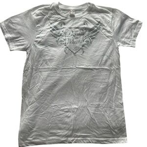 White Graphic T-Shirt with Wings Design